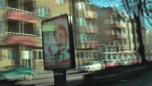 Uppsala streetview with concert poster